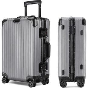 All aluminum carry on luggage 22x14x9 Airline Approved, aluminum luggage, Hard Shell Carry On Luggage with Spinner Wheels, zipperless luggage, (silver, 20 inches) in Saudi Arabia