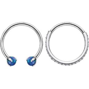 FANSING 16G 316L Surgical Stainless Steel Piercing Rings Hoop Set - Synthetic Opal & 3A Cubic Zirconia Cartilage Earrings Nose Ring in Saudi Arabia