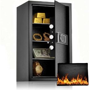 خزنة كبيرة بطول 19.7 بوصة، خزنة منزلية بمساحة 3.4 قدم مكعب مع حقيبة مضادة للحريق، صندوق قفل مضاد للسرقة مع نظام إنذار ولوحة مفاتيح رقمية للمستندات والنقود والأشياء الثمينة in Kuwait