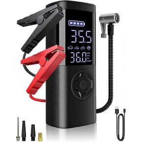 تيمولا جامب ستارتر مع ضاغط هواء 14.8 فولت 6000 مللي أمبير في الساعة، صندوق القفز المحمول لبطارية السيارة و7 أمبير 150 رطل لكل بوصة مربعة منفاخ إطارات للسيارات والشاحنات وسيارات الدفع الرباعي مع ضوء LED in Kuwait