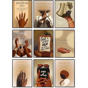 Black Girl Wall Art Set of 9,African American Woman Wall Decor Paintings,Fashion Black Girl Posters Prints Pictures For Bathroom Bedroom Living Room Home Decor 8x10 Inch Unframed in Saudi Arabia