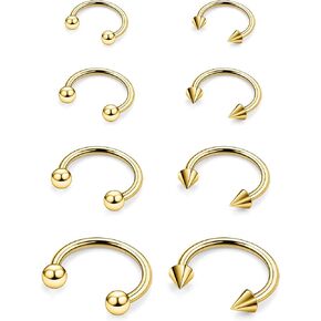 12G 14G 16G 18G 20G Horseshoe Septum Nose Ring Piercing Jewelry Surgical Steel Circular Barbell Daith Rook Earring Smiley Snake Bite Lip Ring Piercing Jewelry for Women Men Silver Black Gold in Kuwait