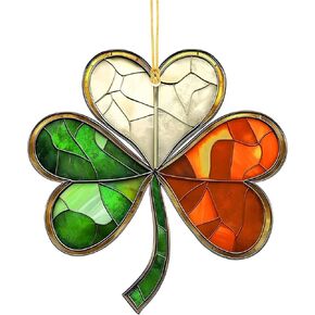 St. Patrick’s Day Acrylic Clover Suncatcher – Round Green Window Hanging Ornament, Lucky Four Leaf Decor for Tree, Door in Kuwait