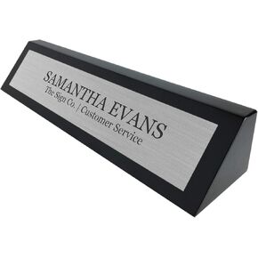 Personalized Business Custom Desk Name Plate with Black Piano Finish - Free Engraving in Saudi Arabia