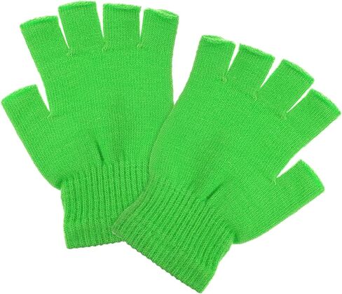Green Fingerless Gloves Men, Stretch Solid Knitted Half Finger Mittens Fingerless Winter Knit Warm Mittens Typing Gloves for Women Men in Saudi Arabia