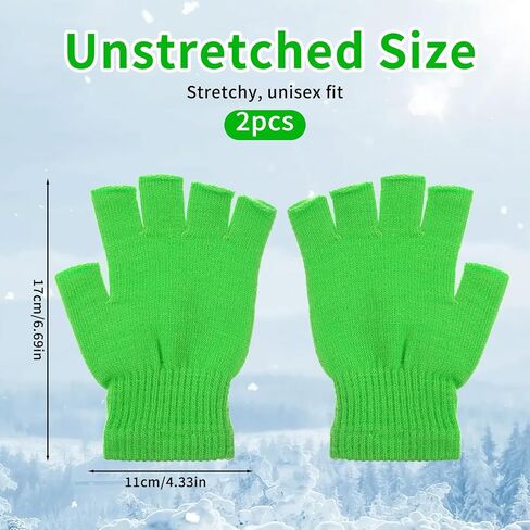 Green Fingerless Gloves Men, Stretch Solid Knitted Half Finger Mittens Fingerless Winter Knit Warm Mittens Typing Gloves for Women Men in Saudi Arabia