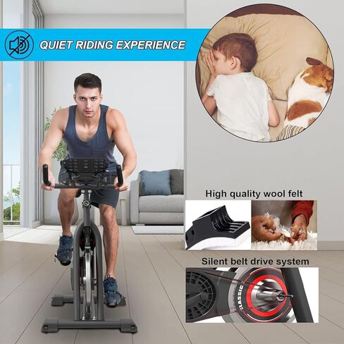 Exercise Bikes Stationary,Exercise Bike for Home Indoor Cycling Bike for Home Cardio Gym,Workout Bike with Ipad Mount & LCD Monitor,Silent Belt Drive in Kuwait