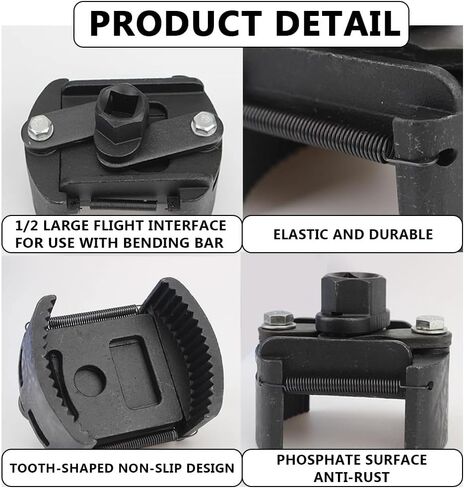 مفتاح فلتر زيت قابل للتعديل، أداة إزالة فلتر الزيت العالمية، فولاذ مزخرف، 60-80 ملم 2-3/8 إلى 3-1/8 بوصة، محرك 1/2 بوصة، لصيانة سيارة شاحنة SUV UTV in Kuwait