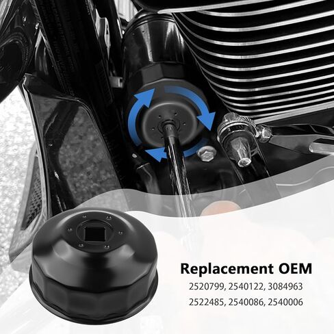 65mm Oil Filter Wrench Tool Replacement OEM 2540006/3084963,Heavy Duty Oil Filter Removal Tool Compatible with Polaris 2011-2017 RZR 4,14 Flutes Oils Filters Tools with 3/8" Drive Port in Saudi Arabia