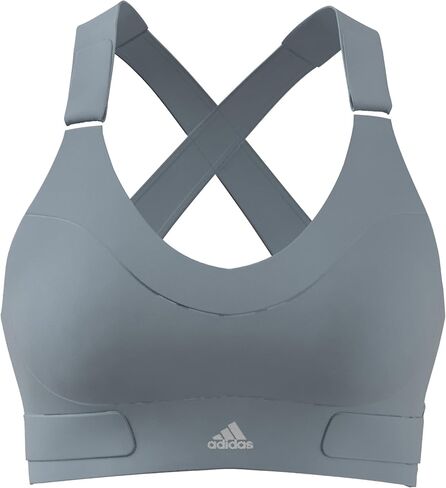 حمالة صدر رياضية عالية الدعم Fast Impact Luxe Run للسيدات من adidas، باللون الرمادي in Saudi Arabia