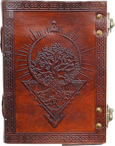 دفتر يوميات جلدي لشجرة الحياة من MONTEXOO - مذكرات كراسة الرسم للرجال والنساء مقاس 5 × 7 بوصات مع 200 صفحة ظلال كتب عتيقة مصنوعة يدويًا باللون البني القديم in Kuwait