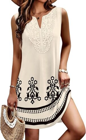 Sipaya Summer Dresses for Women 2026 Casual V Neck Sleeveless Boho Dress with Pockets Spring Fashion Clothing Travel Outfits in Kuwait