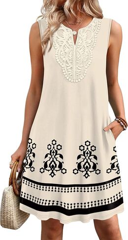 Sipaya Summer Dresses for Women 2026 Casual V Neck Sleeveless Boho Dress with Pockets Spring Fashion Clothing Travel Outfits in Kuwait