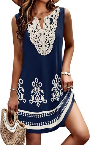 Sipaya Summer Dresses for Women 2026 Casual V Neck Sleeveless Boho Dress with Pockets Spring Fashion Clothing Travel Outfits in Kuwait