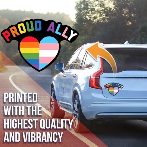 Ad Astra Graphics Proud Ally Heart Magnet - LGBTQ Pride Ally Love Rainbow Flag Magnet - مستطيل، 5 بوصات - صنع في الولايات المتحدة الأمريكية - AAMT0180 in Kuwait