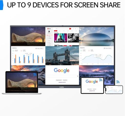مجموعة كومبو للسبورة الذكية والحامل، لوحة كتابة تفاعلية مقاس 65 بوصة، شاشة لمس 4K UHD كمبيوتر الكل في واحد، عرض إلكتروني سبورة بيضاء ذكية للمكتب والفصول الدراسية in Kuwait