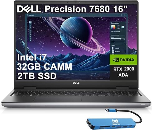 Dell Precision 7000 7670 Mobile Workstation (RTX A3000 12GB GPU, 16" FHD+, Intel 16-Core i7-12850HX, 64GB RAM, 1TB SSD), Laptop for Business, Designer, Architect, Win 11 Pro, 3-YR WRT, w/AI Copilot in Saudi Arabia