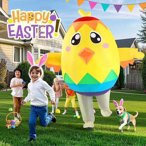 Easter Inflatable Chicken Costume for Adult, Funny Full Body Easter Eggs Chick Blow up Suit Halloween Cosplay Party Men Women in Kuwait