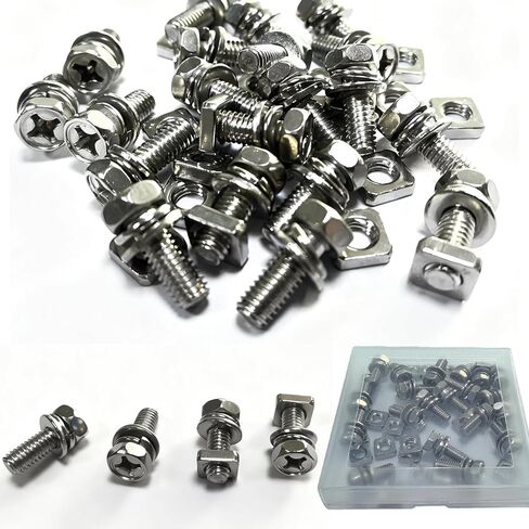 Motorcycle Battery Terminal Nuts and Bolt Kit - 20 Pack M6 Bolt Square Nut Kit,Stainless Steel Screw and Nut for ATV Bike Scooter-6 * 16mm in Kuwait