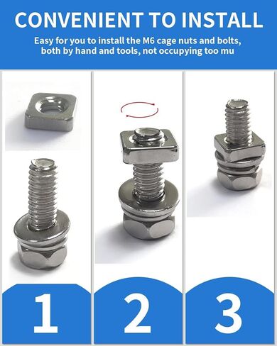 Motorcycle Battery Terminal Nuts and Bolt Kit - 20 Pack M6 Bolt Square Nut Kit,Stainless Steel Screw and Nut for ATV Bike Scooter-6 * 16mm in Kuwait