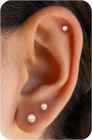 أقراط خلفية مسطحة - 6 قطع 14 قيراط ذهب/ذهب أبيض مطلي بقلب صغير لؤلؤي شمس قمر نجمة زهرة طائر فراشة حيوان صليب تشيكوسلوفاكيا أقراط مسطحة الظهر للنساء الغضروف اللولب مسطح الأذن التراص in Kuwait