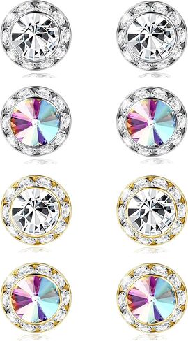 4 أزواج من أقراط مسابقة الرقص للنساء 15 ملم من حجر الراين لمسابقة الرقص أقراط هالة كريستال حلق رقص شركات أداء مرحلة الأوبرا وحفلات الزفاف مجوهرات على شكل دائري in Kuwait