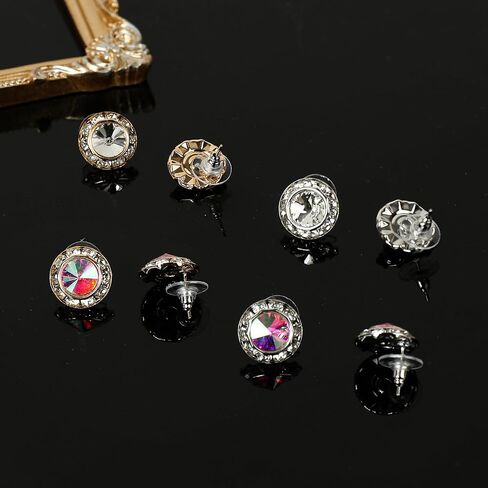 4 أزواج من أقراط مسابقة الرقص للنساء 15 ملم من حجر الراين لمسابقة الرقص أقراط هالة كريستال حلق رقص شركات أداء مرحلة الأوبرا وحفلات الزفاف مجوهرات على شكل دائري in Kuwait