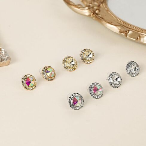 4 أزواج من أقراط مسابقة الرقص للنساء 15 ملم من حجر الراين لمسابقة الرقص أقراط هالة كريستال حلق رقص شركات أداء مرحلة الأوبرا وحفلات الزفاف مجوهرات على شكل دائري in Kuwait