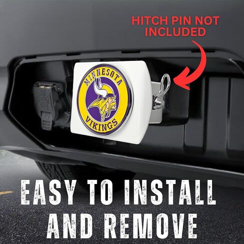 Minnesota Vikings NFL White Metal Hitch Cover with 3D Colored Team Logo by FANMATS - Unique Round Molded Design – Easy Installation on Truck, SUV, Car - Ideal Gift for Die Hard Football Fan in Saudi Arabia
