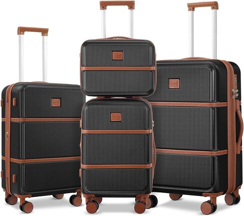 Suitour Expandable 4-Piece Luggage Set (14" 19" 23" 27") ABS Hardside Suitcase Sets with Spinner Wheels Checked Luggage Travel Suitcase in Saudi Arabia