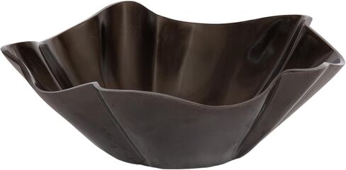 Kate and Laurel Flutte Scalloped Decorative Metal Serving Bowl; 10 x 10 x 3; Black Nickel; Modern Wavy Fruit Bowl for Kitchen Counter or Use as Tabletop Storage for an Entryway Table in Saudi Arabia