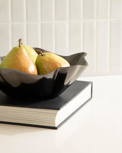 Kate and Laurel Flutte Scalloped Decorative Metal Serving Bowl; 10 x 10 x 3; Black Nickel; Modern Wavy Fruit Bowl for Kitchen Counter or Use as Tabletop Storage for an Entryway Table in Saudi Arabia