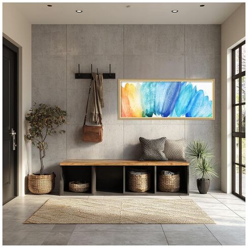 Amanti Art Framed Fabric Pinboard 42 x 18, Burst of Rainbow by Eva Watts Printed Casual Bulletin Board for Use as a Vision Board or Wall Organization, Florence Gold Frame in Saudi Arabia