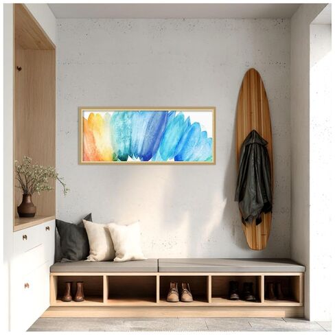 Amanti Art Framed Fabric Pinboard 42 x 18, Burst of Rainbow by Eva Watts Printed Casual Bulletin Board for Use as a Vision Board or Wall Organization, Florence Gold Frame in Saudi Arabia