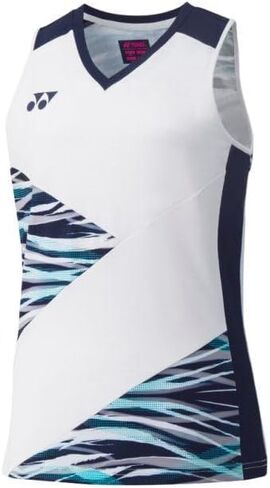 Yonex Women's Sleeveless V-Neck Athletic Tank Top, Black and White, Polyester-Polyurethane Blend, Model 20638 in Saudi Arabia