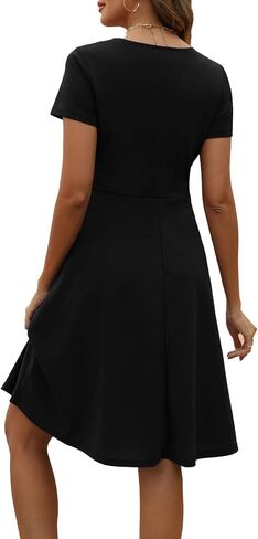 BARASA Women's Wear to Work Dresses Elegant Sweetheart Neck Short Sleeve Party A-Line Knee Length Dress D163 in Saudi Arabia