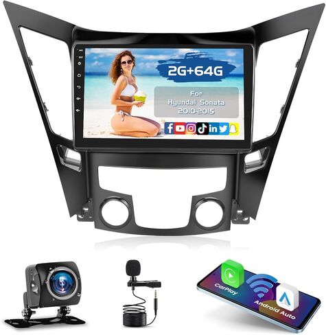 شاشة ستيريو سيارة Android 8-Core 4+64G لـ Hyundai Sonata 2010-2014 ترقية راديو، شاشة لمس 9 بوصة مع CarPlay Android Auto اللاسلكي، وصلة مرآة، ملاحة GPS، كاميرا احتياطية AHD in Saudi Arabia