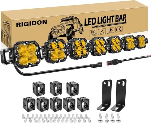 RIGIDON 46 Inch LED Light Bar, 210W 21000LM 3500K Yellow, Straight Curved Adjustable Linkable, Spot Flood Combo Driving Offroad Work Light with 16AWG DT Connector for Trucks, 4x4, Car, SUV, ATV, UTV in Saudi Arabia