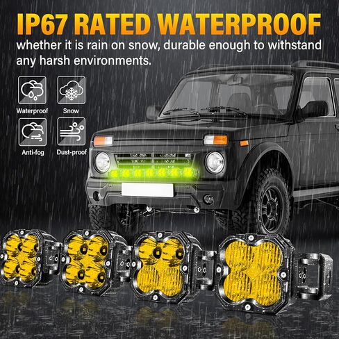 RIGIDON 46 Inch LED Light Bar, 210W 21000LM 3500K Yellow, Straight Curved Adjustable Linkable, Spot Flood Combo Driving Offroad Work Light with 16AWG DT Connector for Trucks, 4x4, Car, SUV, ATV, UTV in Saudi Arabia
