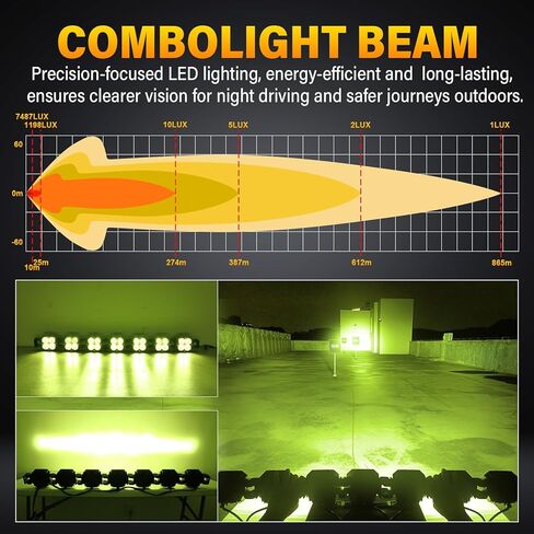 RIGIDON 46 Inch LED Light Bar, 210W 21000LM 3500K Yellow, Straight Curved Adjustable Linkable, Spot Flood Combo Driving Offroad Work Light with 16AWG DT Connector for Trucks, 4x4, Car, SUV, ATV, UTV in Saudi Arabia