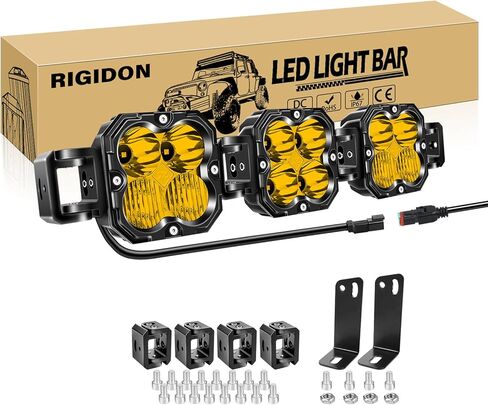 RIGIDON 46 Inch LED Light Bar, 210W 21000LM 3500K Yellow, Straight Curved Adjustable Linkable, Spot Flood Combo Driving Offroad Work Light with 16AWG DT Connector for Trucks, 4x4, Car, SUV, ATV, UTV in Saudi Arabia