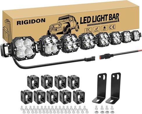 RIGIDON 46 Inch LED Light Bar, 210W 21000LM 3500K Yellow, Straight Curved Adjustable Linkable, Spot Flood Combo Driving Offroad Work Light with 16AWG DT Connector for Trucks, 4x4, Car, SUV, ATV, UTV in Saudi Arabia