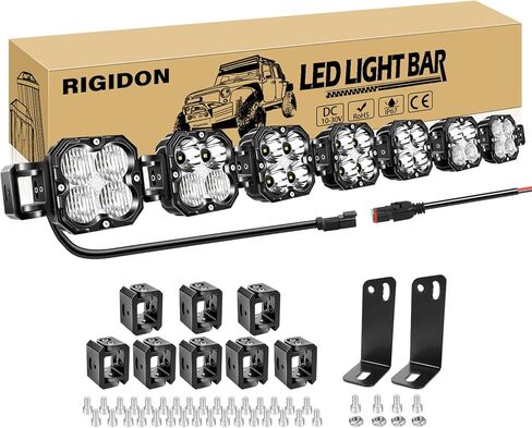 RIGIDON 46 Inch LED Light Bar, 210W 21000LM 3500K Yellow, Straight Curved Adjustable Linkable, Spot Flood Combo Driving Offroad Work Light with 16AWG DT Connector for Trucks, 4x4, Car, SUV, ATV, UTV in Saudi Arabia
