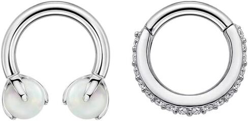 FANSING 16G 316L Surgical Stainless Steel Piercing Rings Hoop Set - Synthetic Opal & 3A Cubic Zirconia Cartilage Earrings Nose Ring in Saudi Arabia