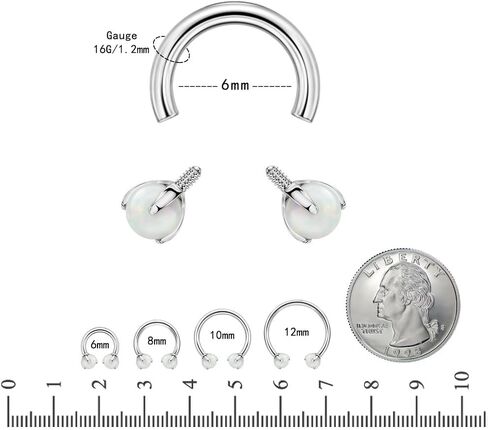 FANSING 16G 316L Surgical Stainless Steel Piercing Rings Hoop Set - Synthetic Opal & 3A Cubic Zirconia Cartilage Earrings Nose Ring in Saudi Arabia
