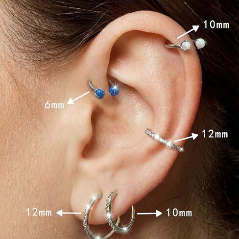 FANSING 16G 316L Surgical Stainless Steel Piercing Rings Hoop Set - Synthetic Opal & 3A Cubic Zirconia Cartilage Earrings Nose Ring in Saudi Arabia