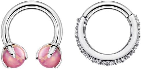 FANSING 16G 316L Surgical Stainless Steel Piercing Rings Hoop Set - Synthetic Opal & 3A Cubic Zirconia Cartilage Earrings Nose Ring in Saudi Arabia