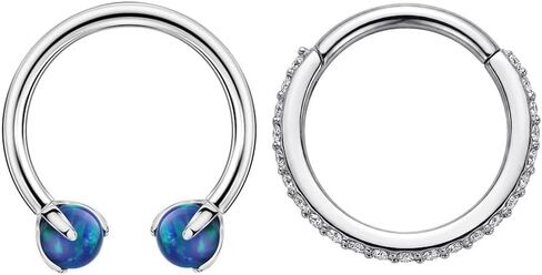 FANSING 16G 316L Surgical Stainless Steel Piercing Rings Hoop Set - Synthetic Opal & 3A Cubic Zirconia Cartilage Earrings Nose Ring in Saudi Arabia
