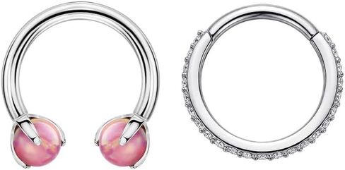 FANSING 16G 316L Surgical Stainless Steel Piercing Rings Hoop Set - Synthetic Opal & 3A Cubic Zirconia Cartilage Earrings Nose Ring in Saudi Arabia