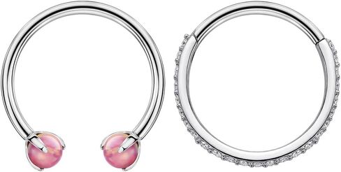 FANSING 16G 316L Surgical Stainless Steel Piercing Rings Hoop Set - Synthetic Opal & 3A Cubic Zirconia Cartilage Earrings Nose Ring in Saudi Arabia